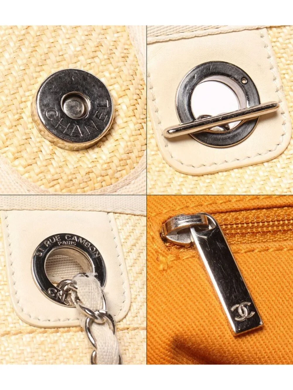 Chanel Chain Tote Shoulder Bag Silver 17 Deauville